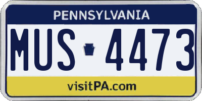 PA license plate MUS4473