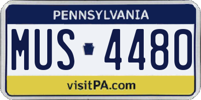 PA license plate MUS4480