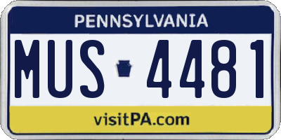 PA license plate MUS4481