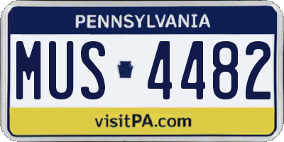 PA license plate MUS4482