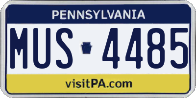 PA license plate MUS4485