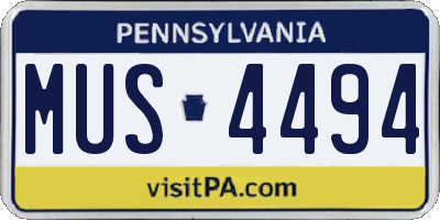 PA license plate MUS4494