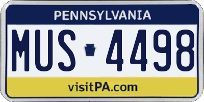 PA license plate MUS4498