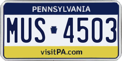 PA license plate MUS4503