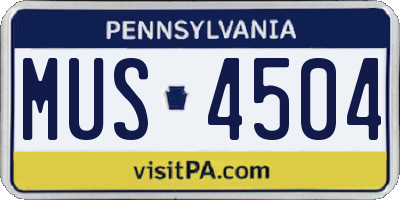 PA license plate MUS4504
