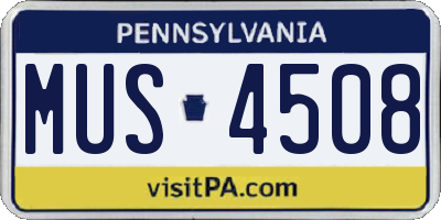 PA license plate MUS4508