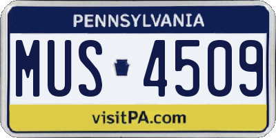 PA license plate MUS4509