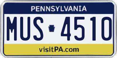 PA license plate MUS4510