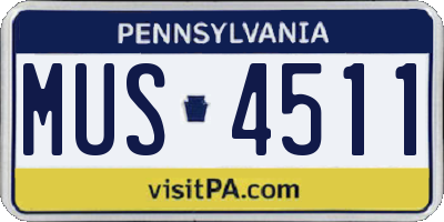 PA license plate MUS4511