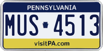 PA license plate MUS4513