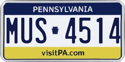 PA license plate MUS4514