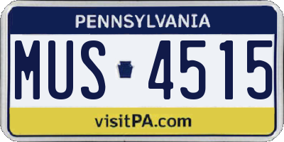 PA license plate MUS4515