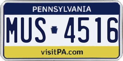 PA license plate MUS4516