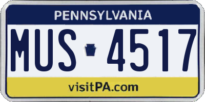 PA license plate MUS4517