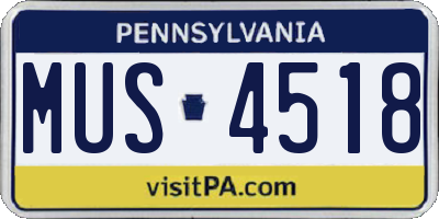 PA license plate MUS4518