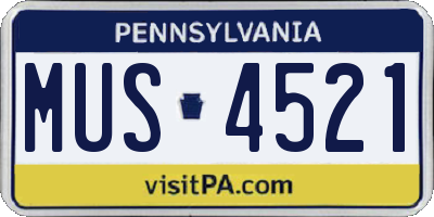 PA license plate MUS4521