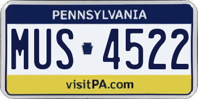PA license plate MUS4522