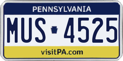 PA license plate MUS4525