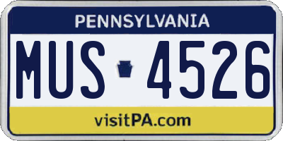 PA license plate MUS4526