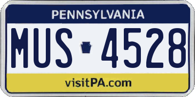 PA license plate MUS4528