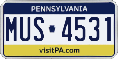PA license plate MUS4531