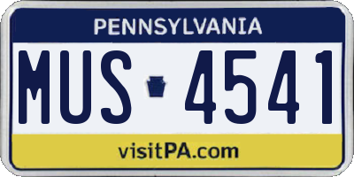 PA license plate MUS4541