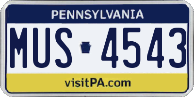 PA license plate MUS4543