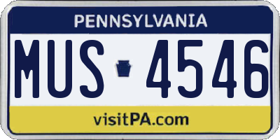 PA license plate MUS4546