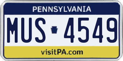PA license plate MUS4549