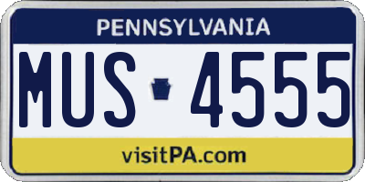 PA license plate MUS4555