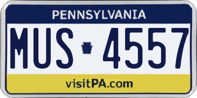 PA license plate MUS4557