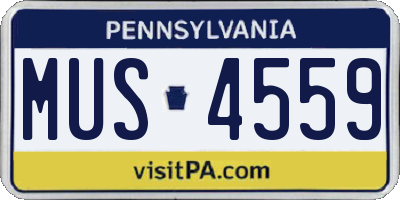 PA license plate MUS4559