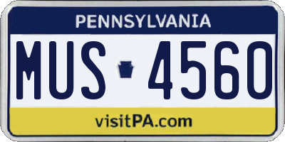 PA license plate MUS4560