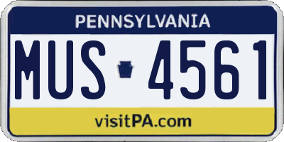 PA license plate MUS4561