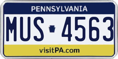 PA license plate MUS4563