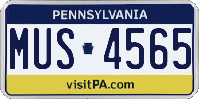 PA license plate MUS4565