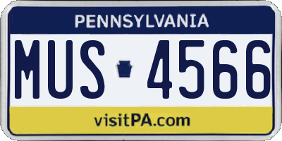 PA license plate MUS4566