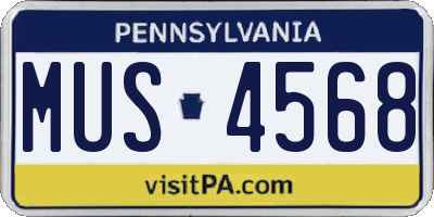 PA license plate MUS4568