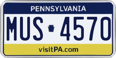 PA license plate MUS4570