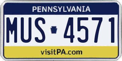 PA license plate MUS4571
