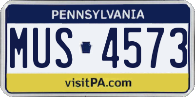 PA license plate MUS4573