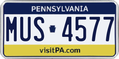 PA license plate MUS4577