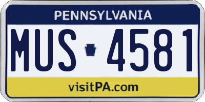 PA license plate MUS4581