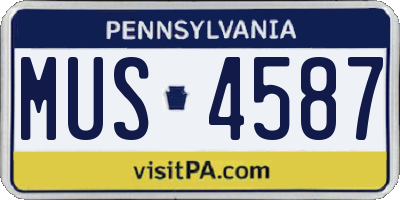 PA license plate MUS4587