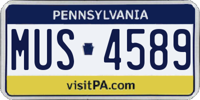 PA license plate MUS4589