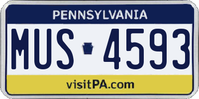 PA license plate MUS4593
