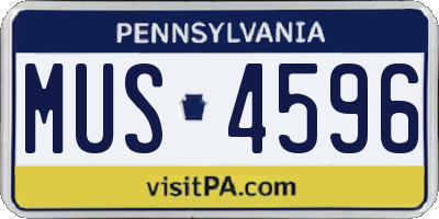 PA license plate MUS4596