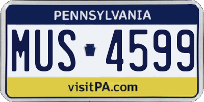 PA license plate MUS4599