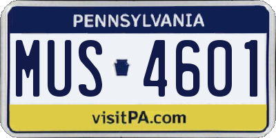 PA license plate MUS4601