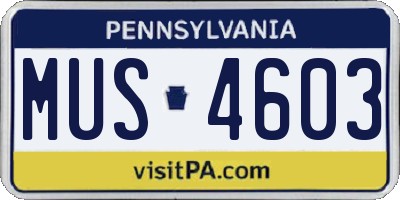 PA license plate MUS4603